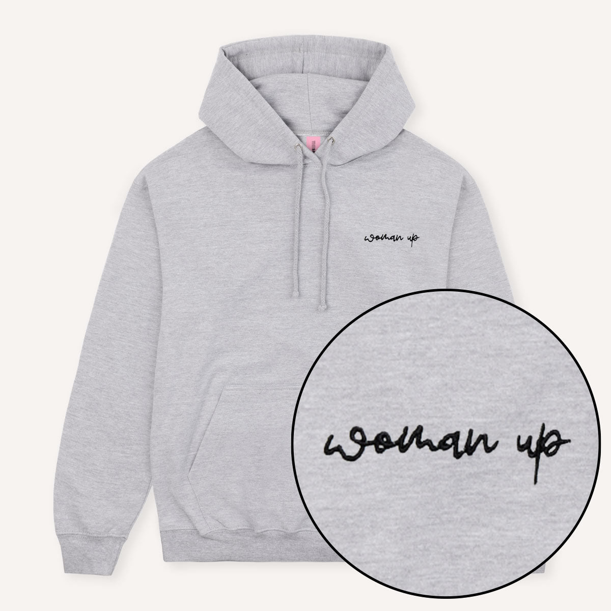 Woman Up Embroidery Detail Hoodie