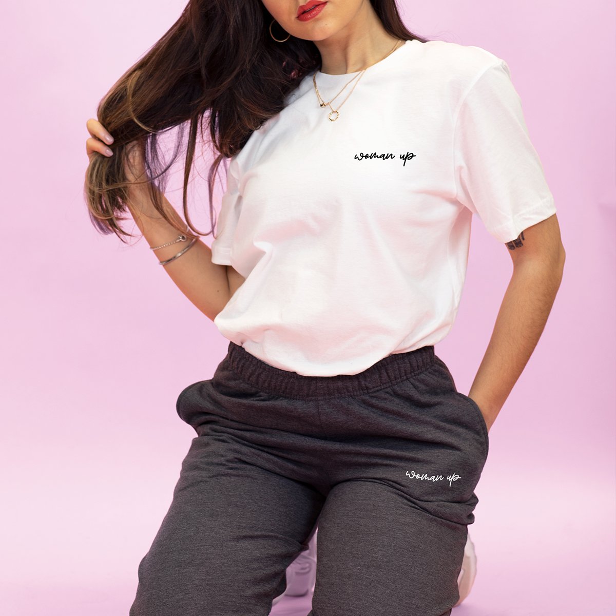 Woman Up Embroidery Detail Joggers