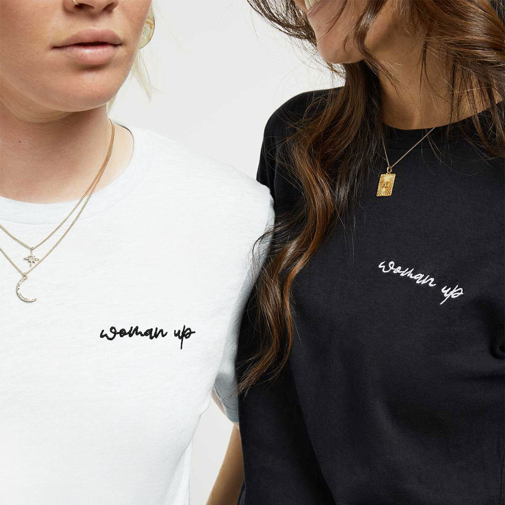 Woman Up Embroidery Detail T-Shirt