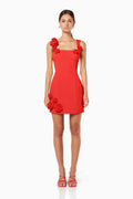 Trompe 3D Floral Mini Dress Red