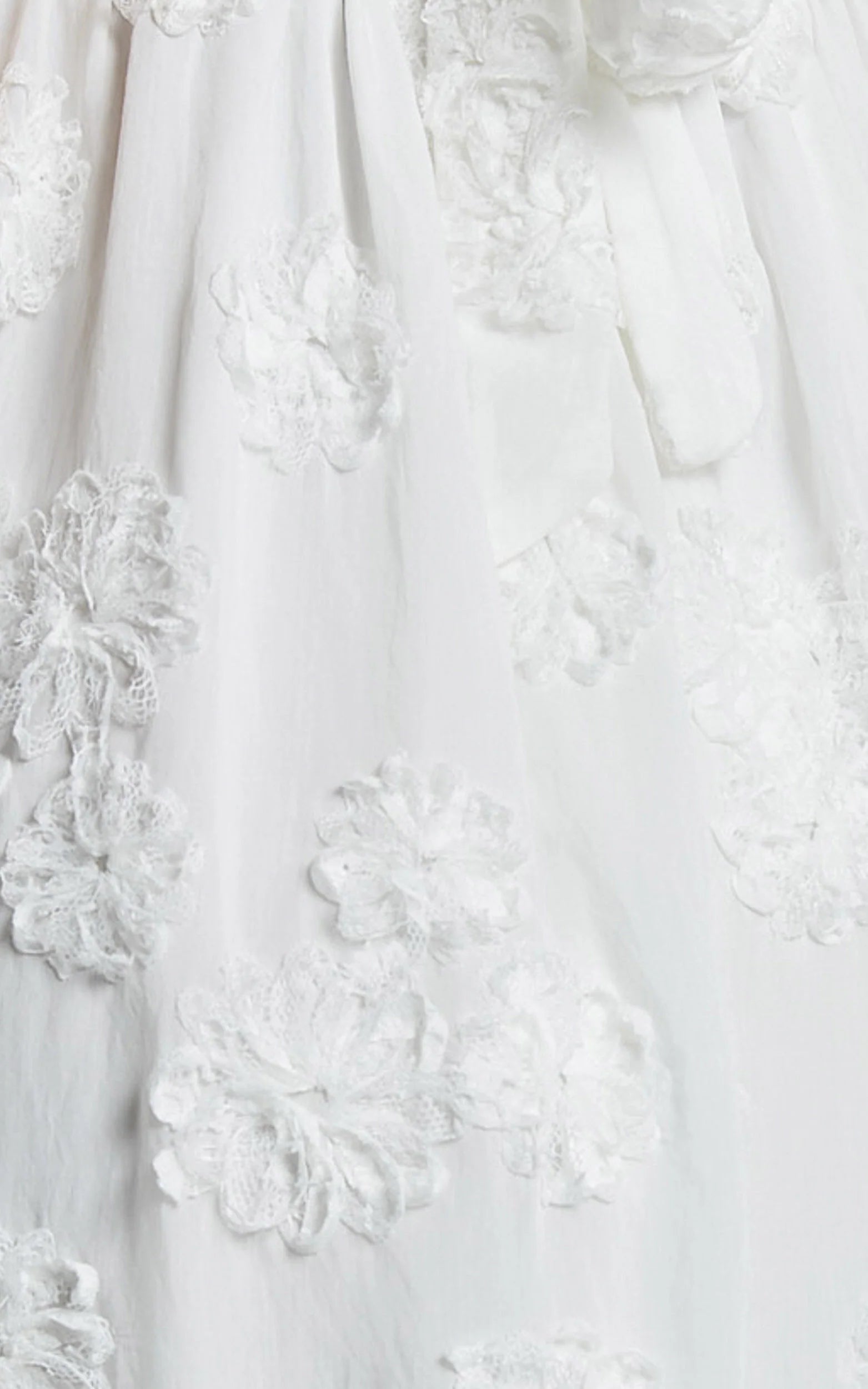 Claya Maxi Dress - Sleeveless Straight Neckline Floral Detail Dress in White Embroidery