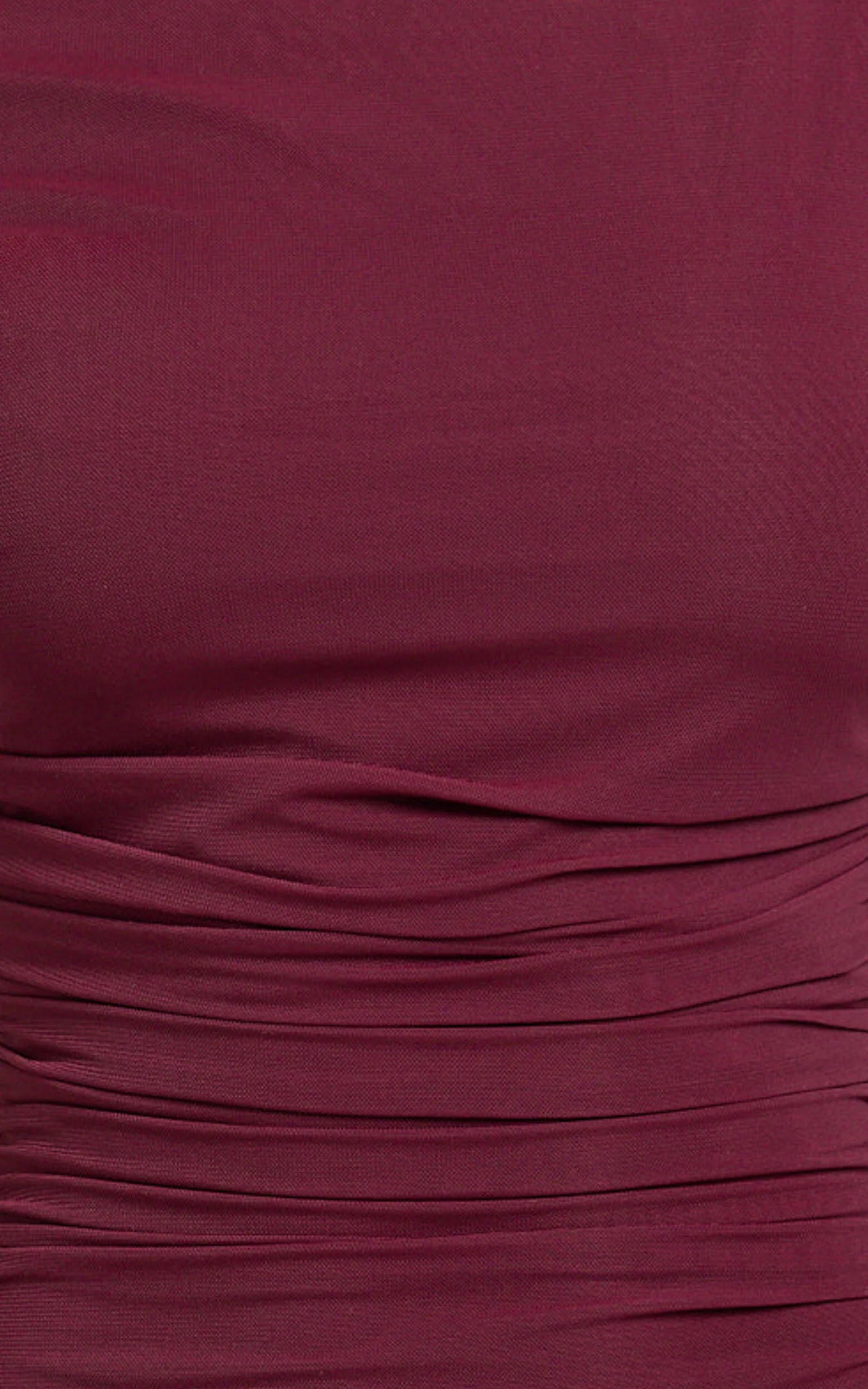 Judee Midi Dress - One Shoulder High Side Split Dress in Wine