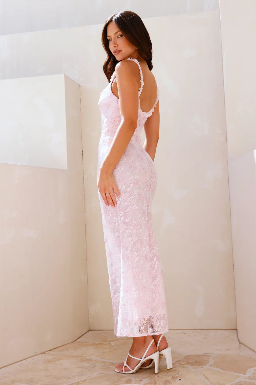 Valentine's Day Glitz Diamond Midi Dress Pink