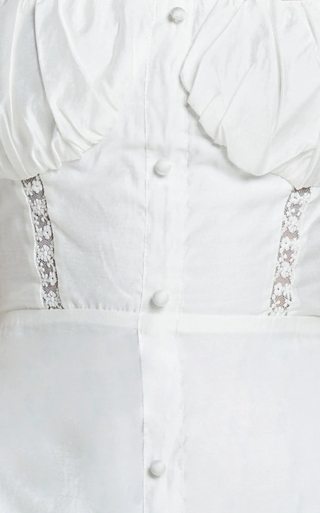 Giselle Midi Dress - Puff Sleeve Corset Flare Dress in White