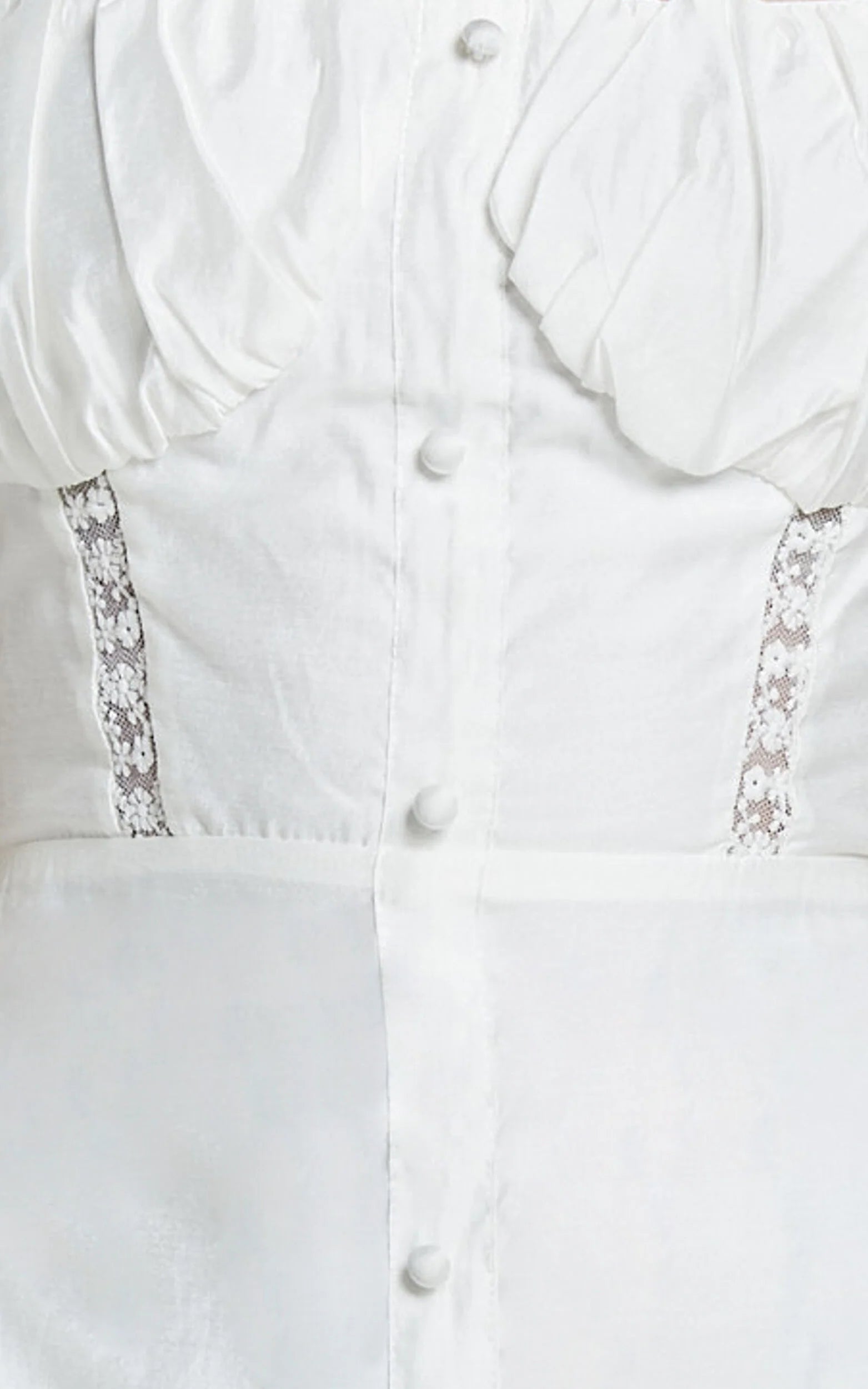 Giselle Midi Dress - Puff Sleeve Corset Flare Dress in White