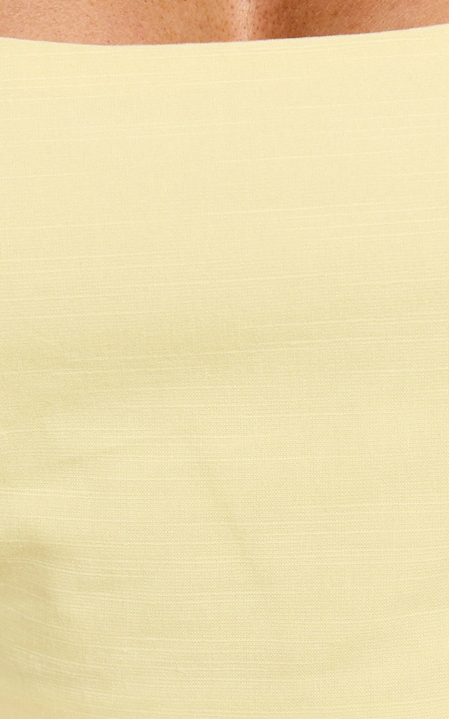 Polina Two Piece Set - Linen Square Neck Crop Top and Tie Waist Skort Set in Lemon