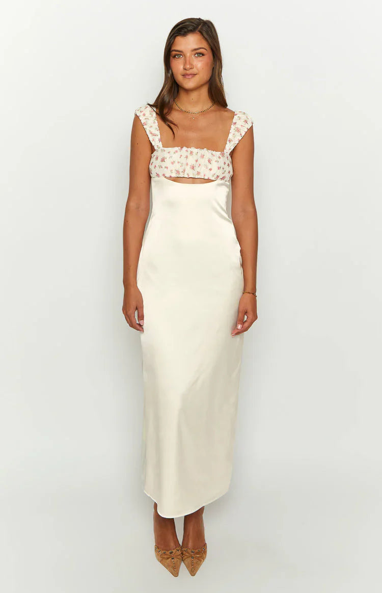 Yolandah Cream Chiffon Maxi Dress