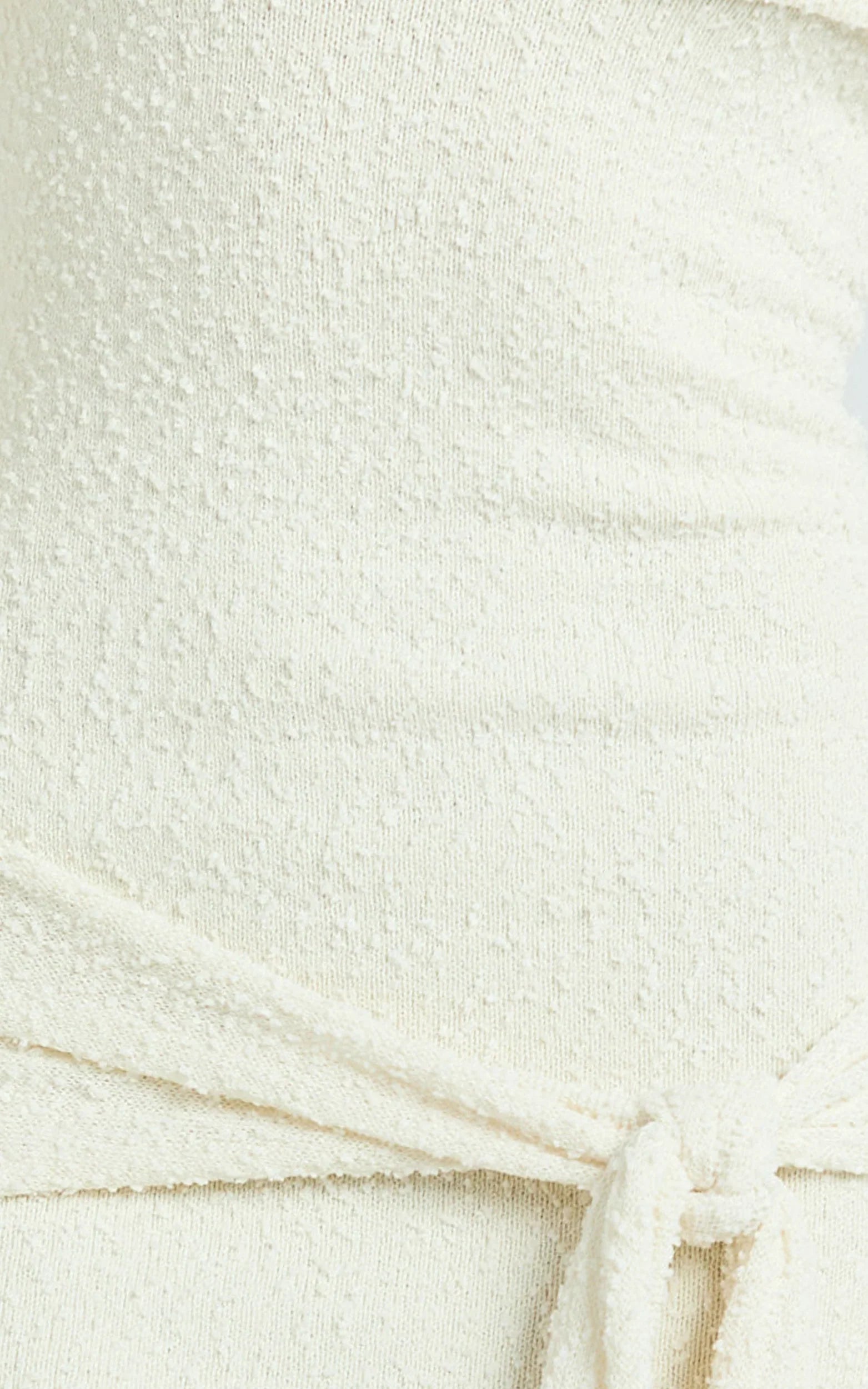 Rhianna Mini Dress - Knitted Off Shoulder Tie Waist Mini Dress in Cream