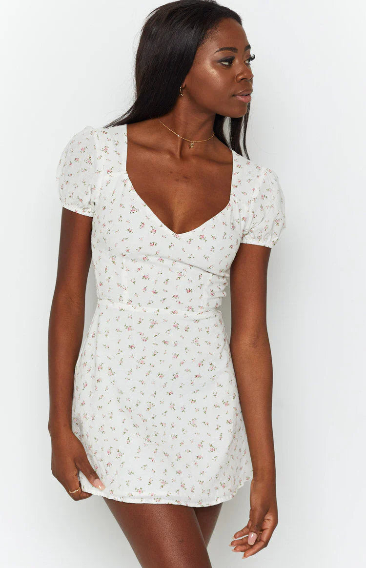 Abigail Mini Dress White Floral