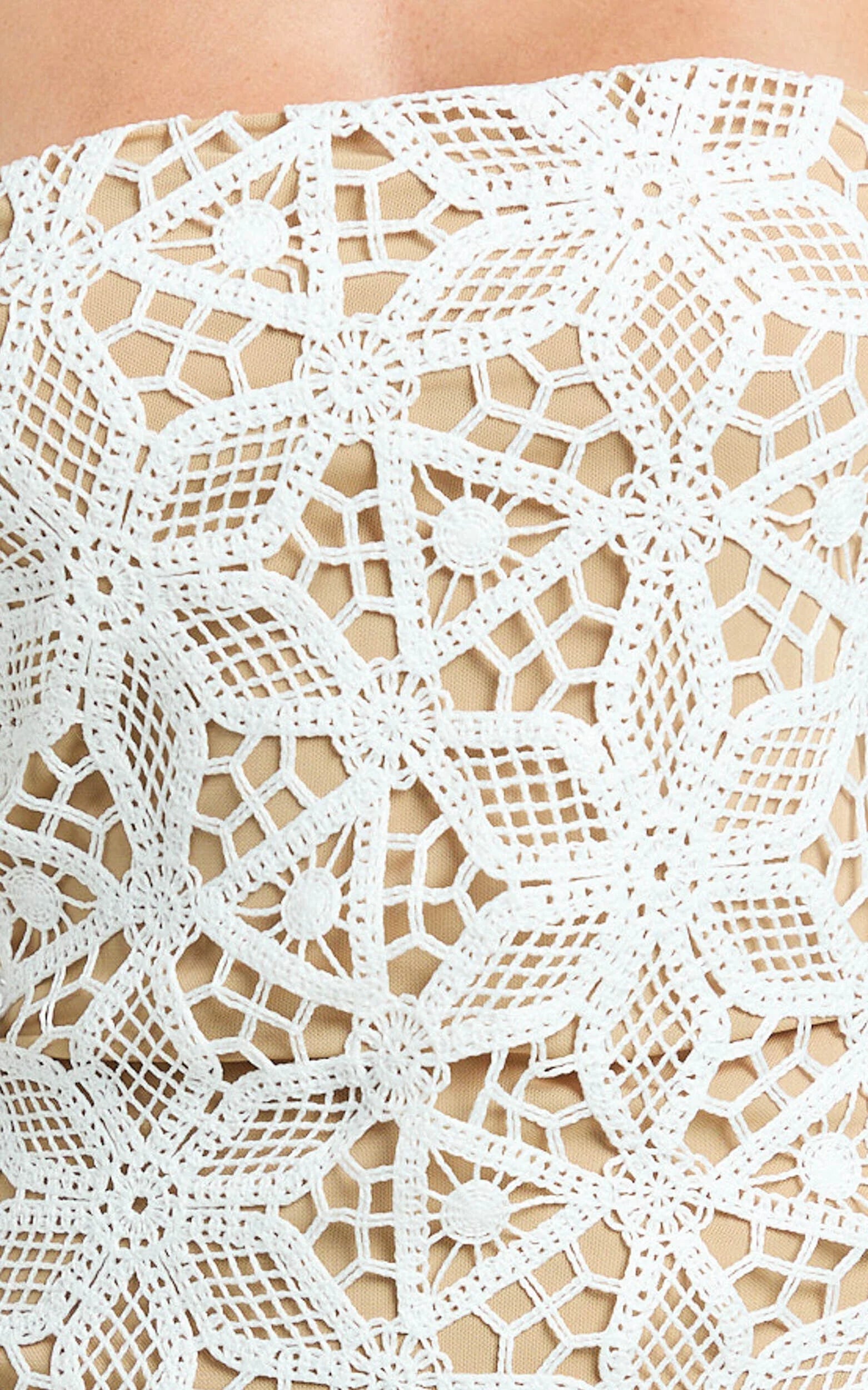 Tamika Mini Dress - Crochet Strapless Bodycon Dress in White