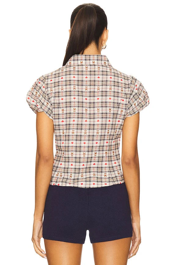 Liana Plaid Top