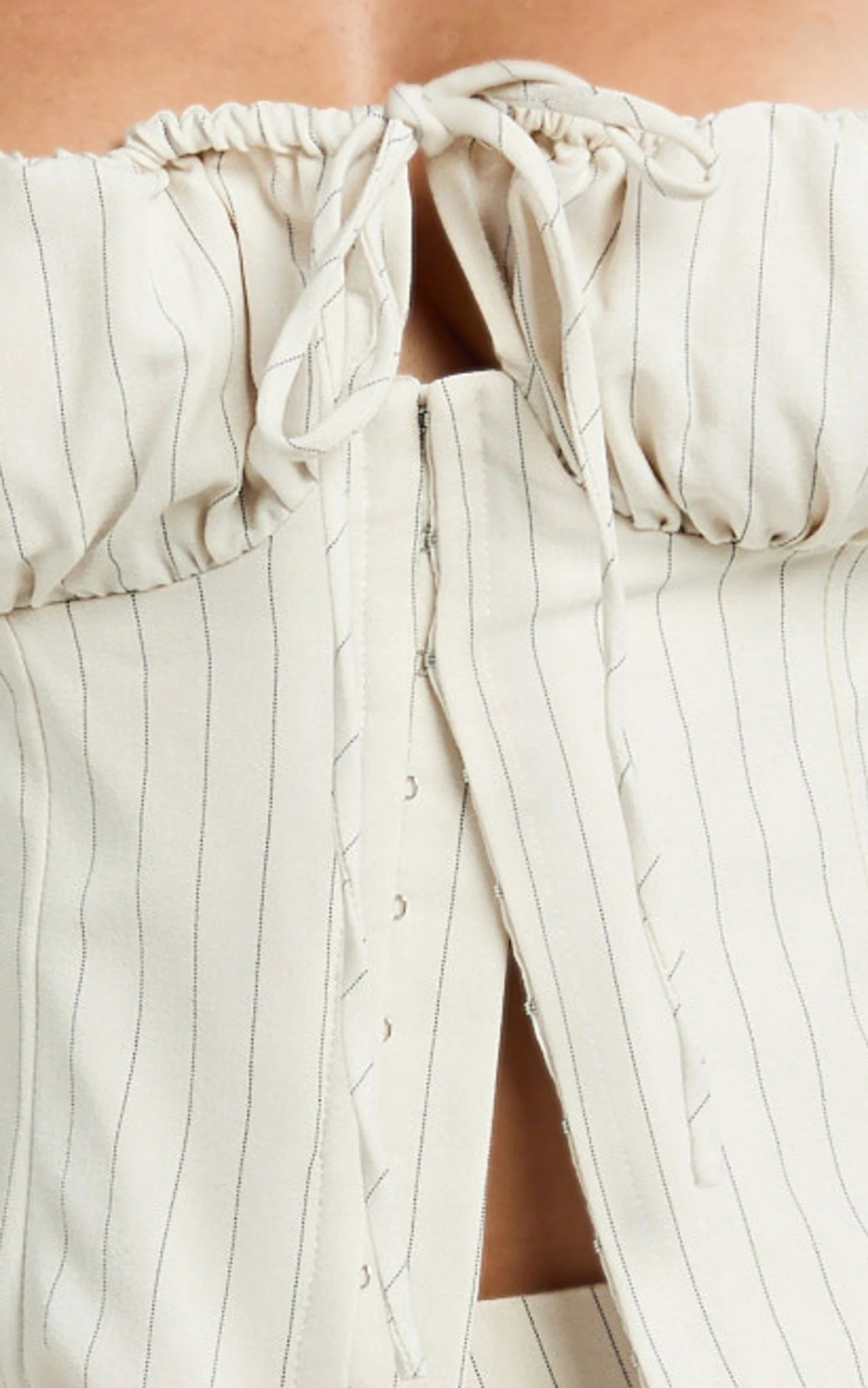 Susannah Top - Ruched Square Neck Bustier Top in Cream