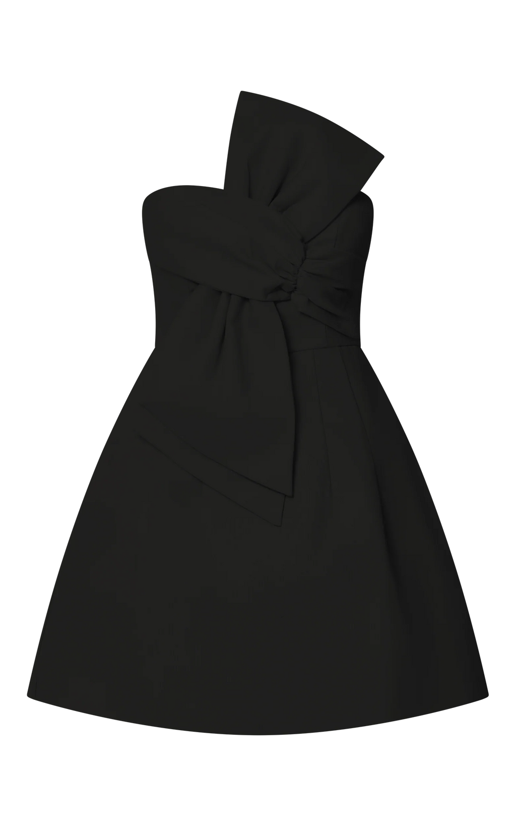 Chika Mini Dress - Linen Strapless Front Bow Dress in Black