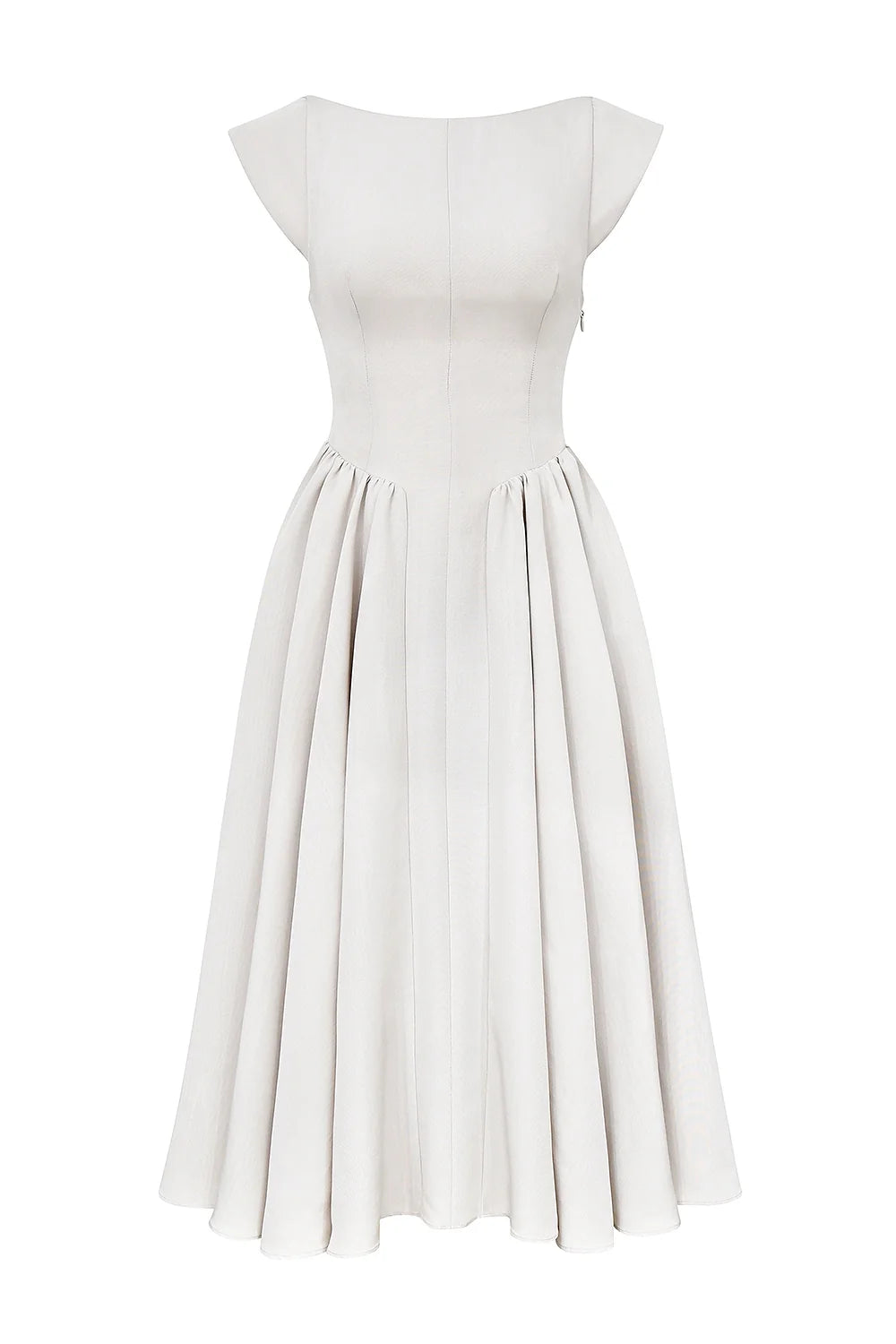 French Dove Moire Satin Backless Midi Dress