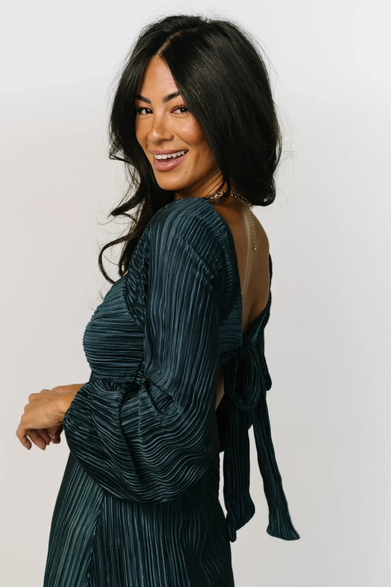 Amani Pleated Midi Dress | Peacock
