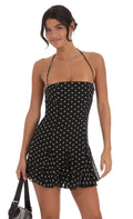 Halter Polka Dot Dress in Black