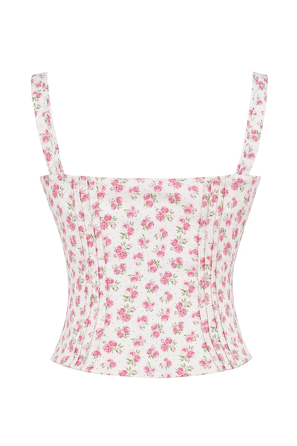 White Rosebud Print Top