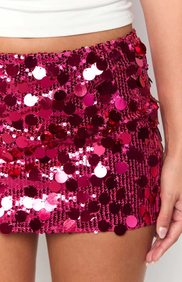Emiko Pink Sequin Mini Skirt