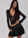 Kecia Lace Waistband Mini Skirt Black