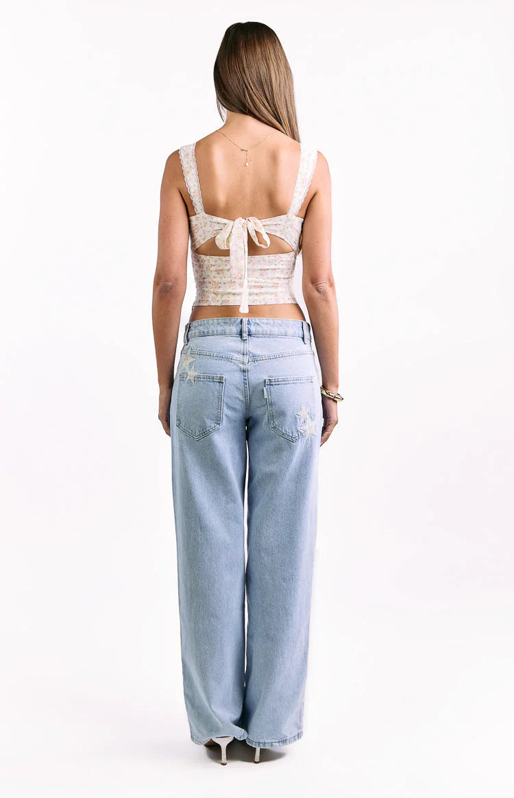 Louis White Floral Corset Top