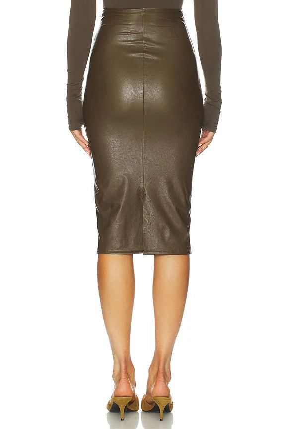 Faux Leather Midi Skirt