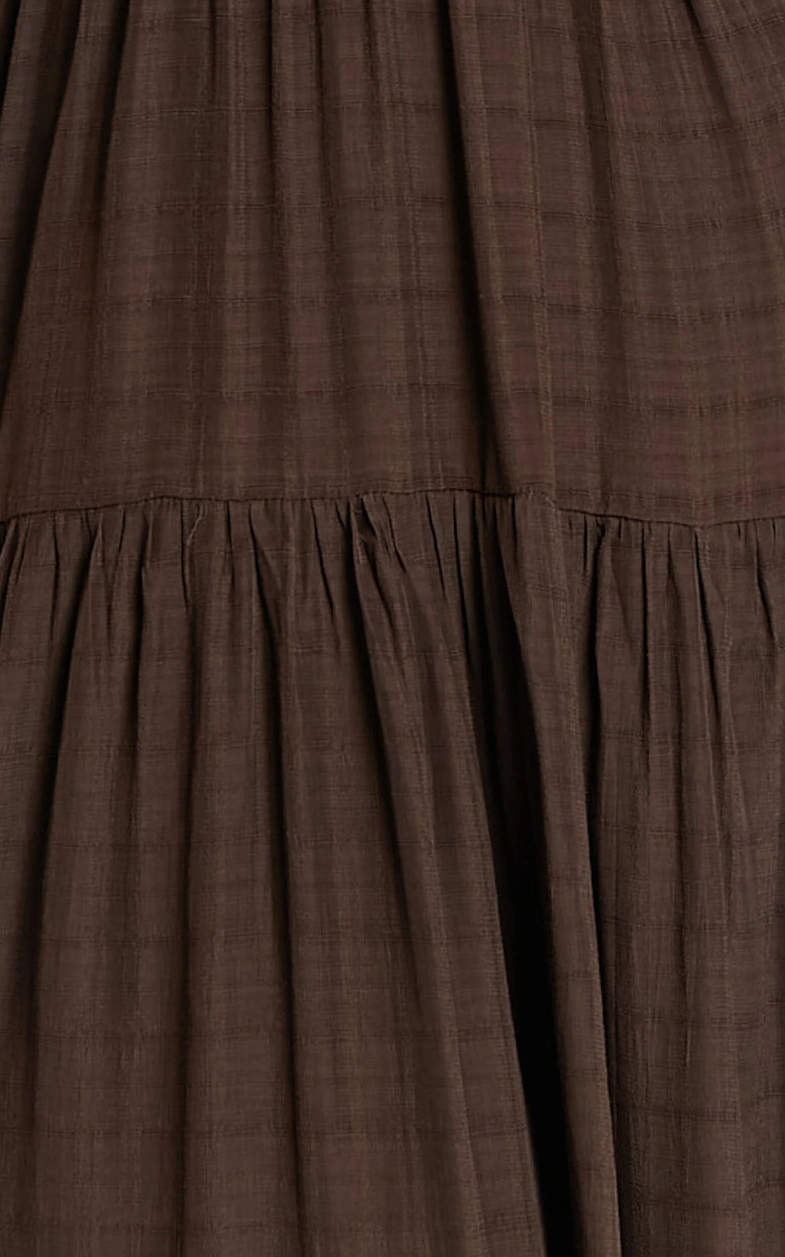 Cryzel Midi Dress - Flutter Sleeve Tiered Dress in Chocolate