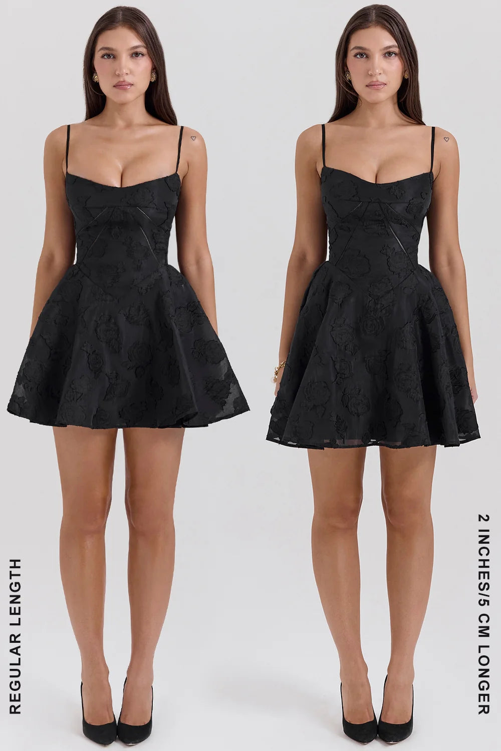 Black Floral Lace Back Mini Dress