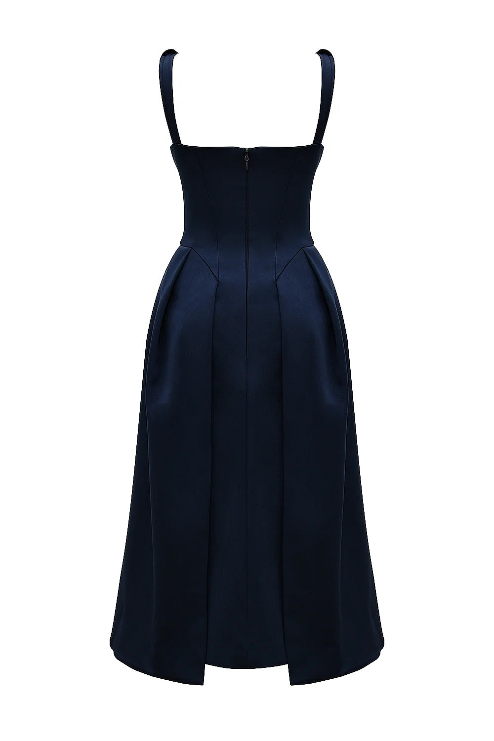 Midnight Twist Strap Satin Midi Dress