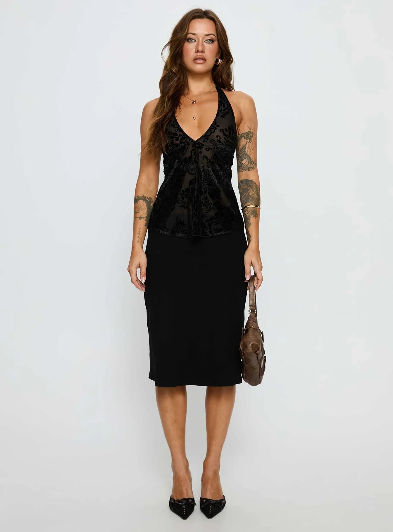 Eccentric Halter Top Black