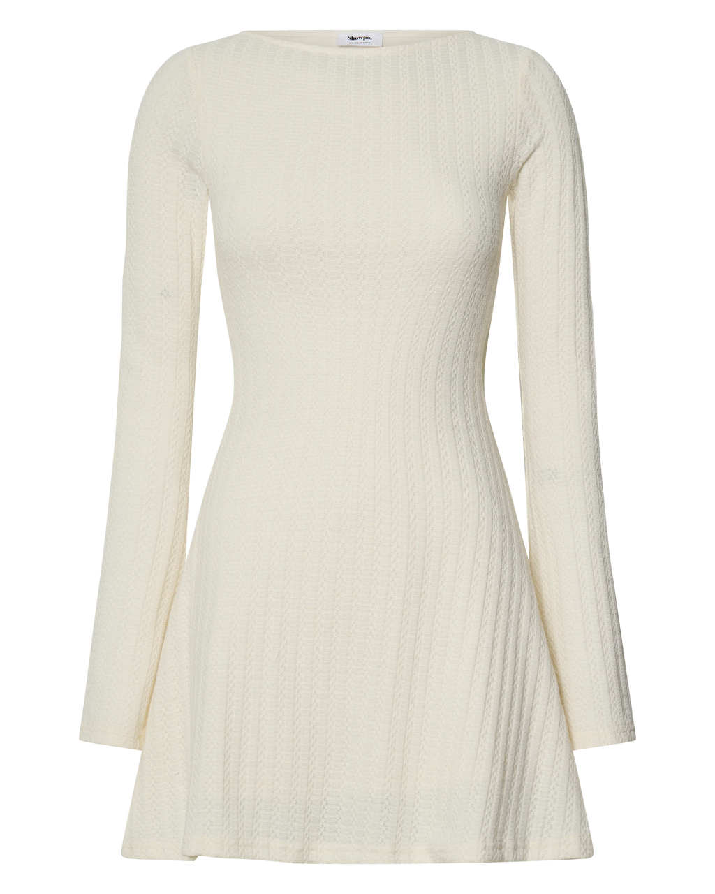 Melissa Mini Dress - Flared Long Sleeve A Line Dress in Off White