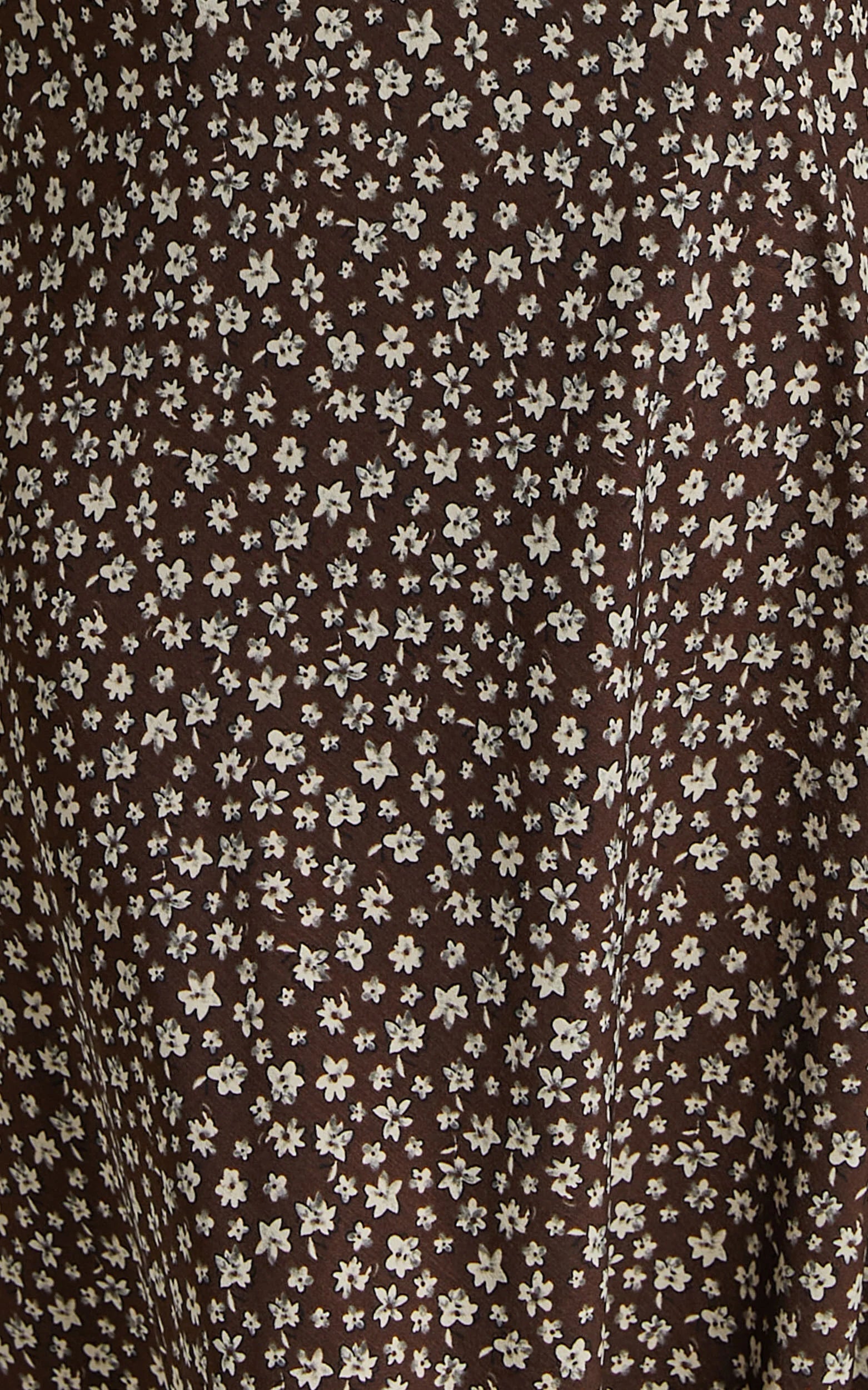 Vanya Midi Dress - V Neck Short Sleeve Lace Trim Tie Back Slip Dress in Chocolate Floral