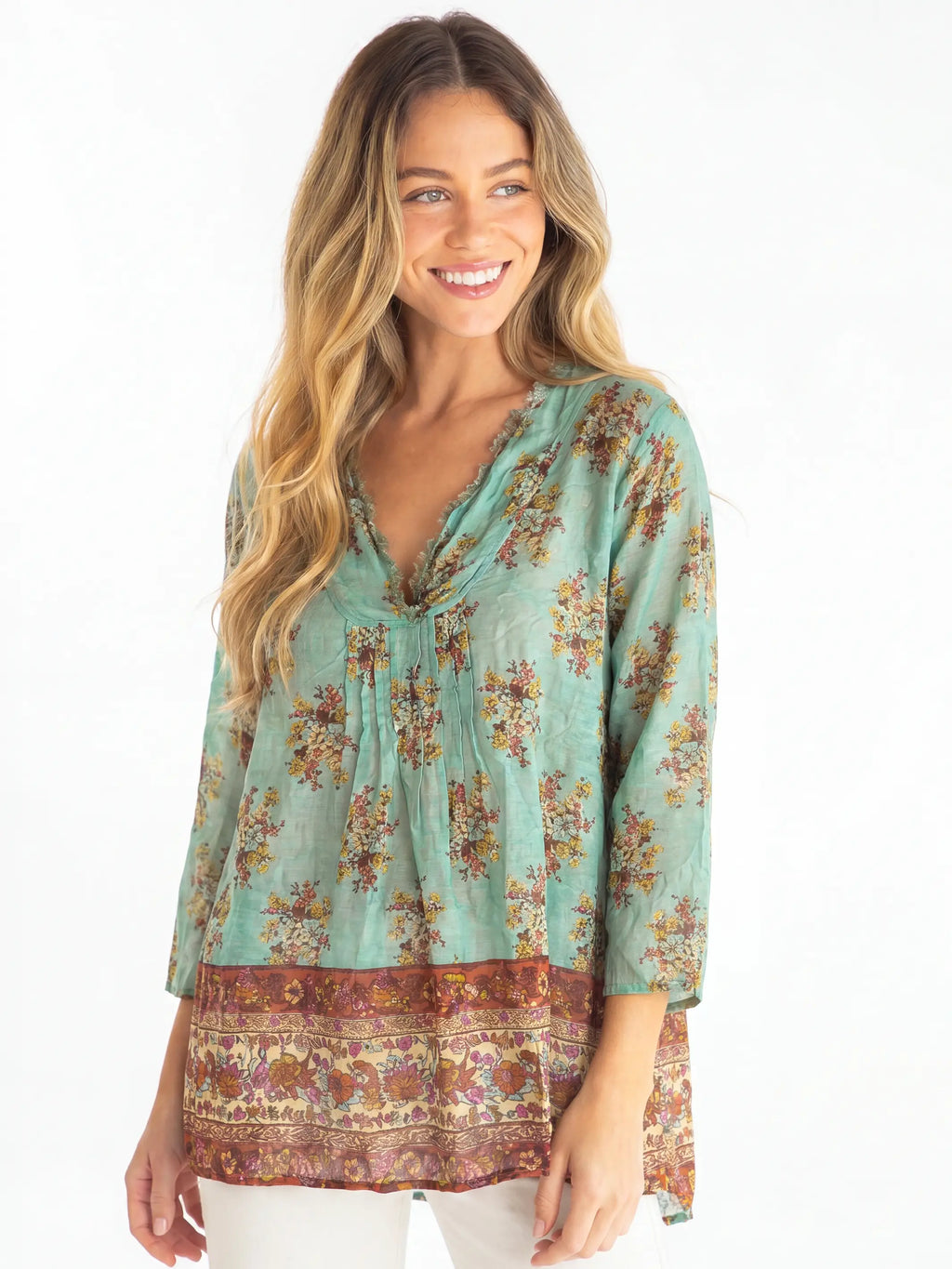 Cotton Tunic-In-A-Bag - Aqua Riviera Floral