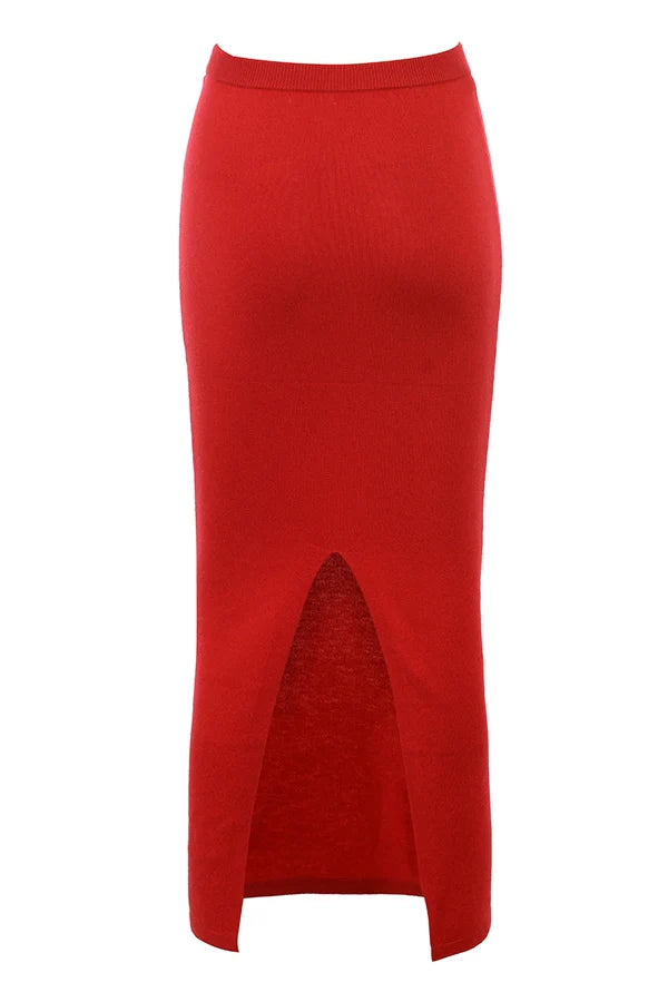 Holly Red Cashmere Blend Midi Skirt