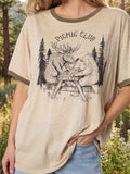 Ringer Oversized Tee Shirt - Picnic Club