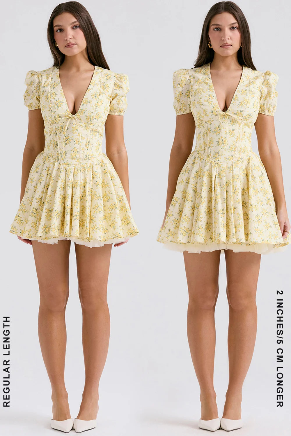 Buttercup Vintage Floral Print Pleated Cotton Mini Dress