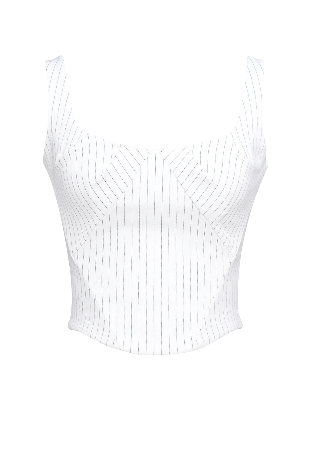 White Pinstripe Boned Corset Top