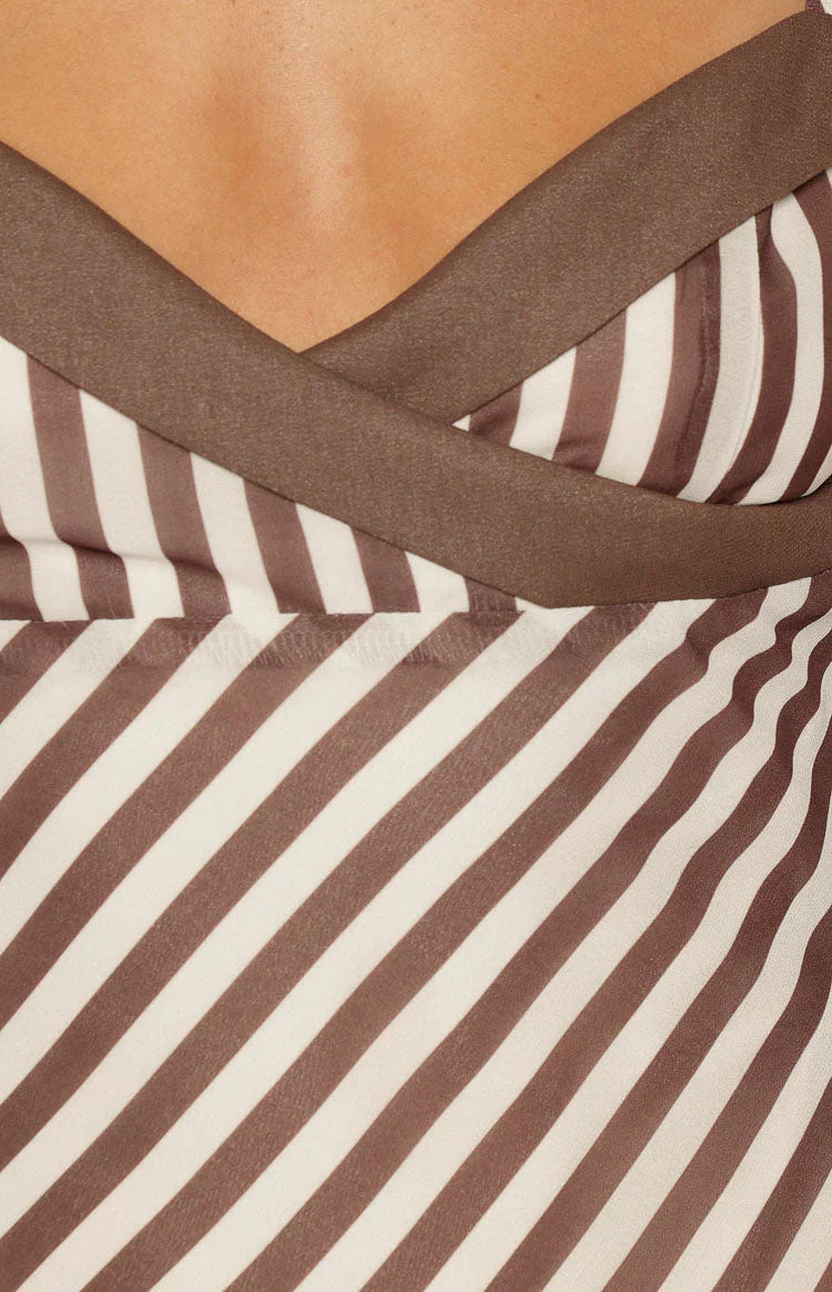 Arti Brown Stripe Micro Mini Dress