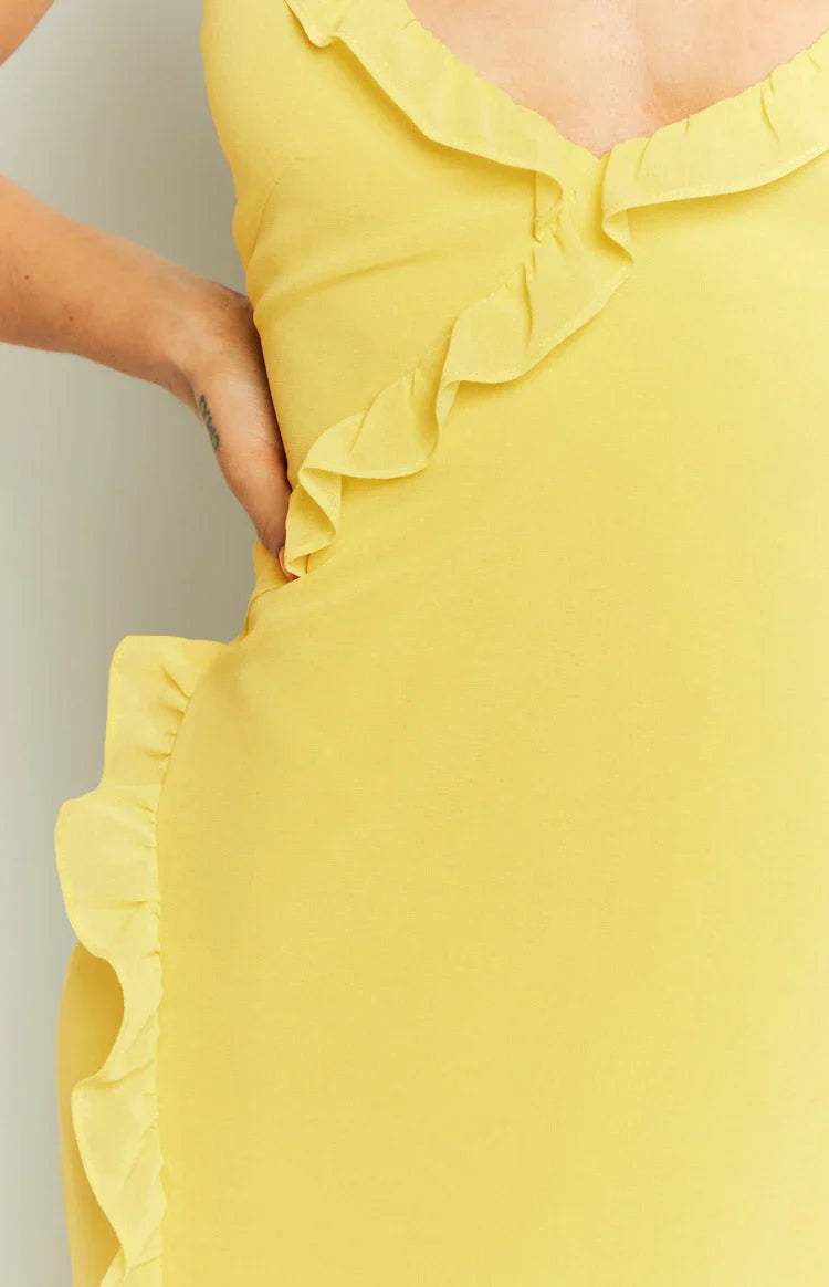 Nahanee Yellow Ruffle Maxi Dress