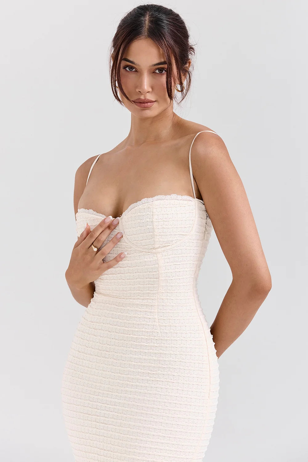 Cream Tea Frill Lace Midi Dress