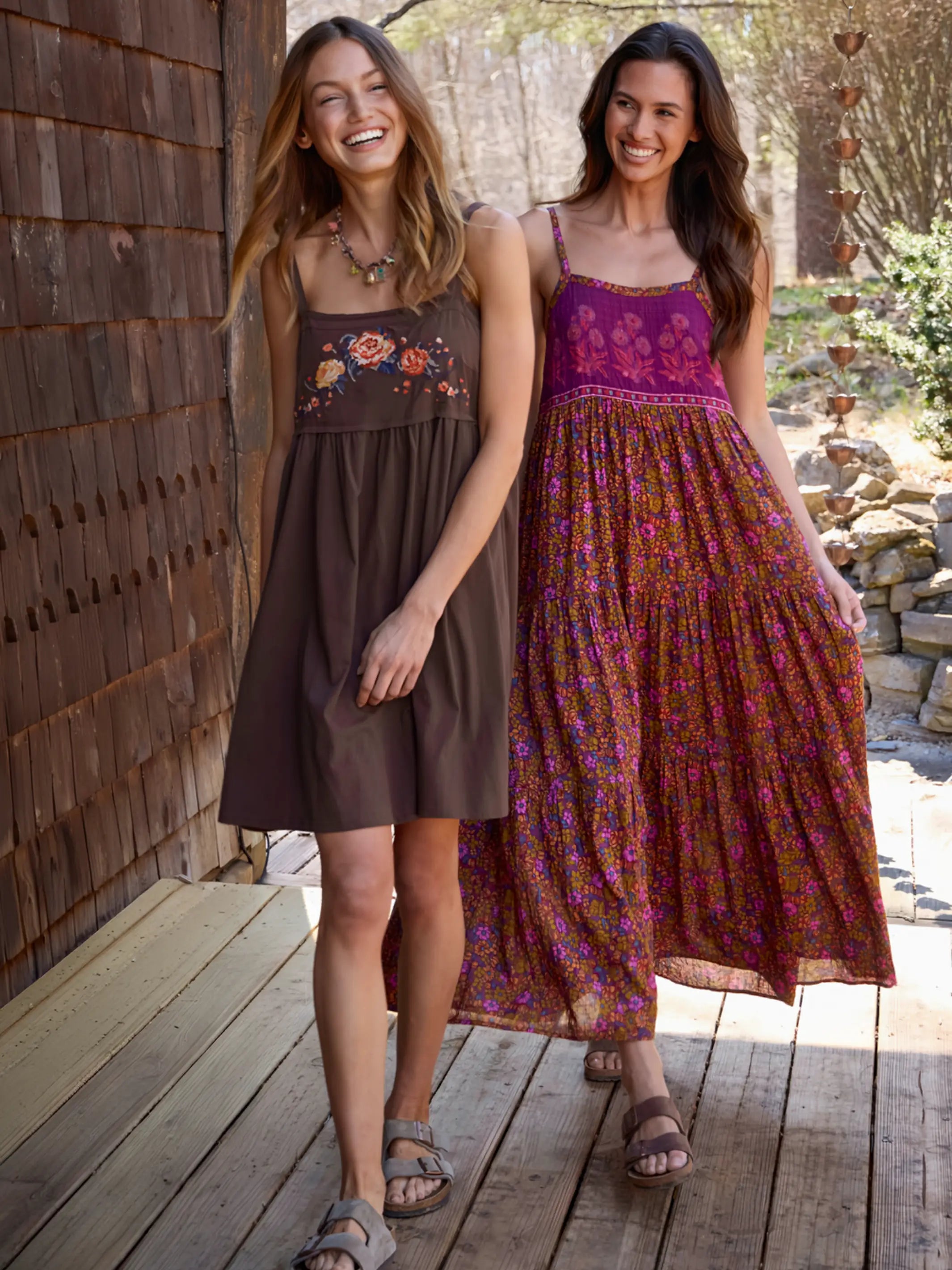 Patti Embroidered Mini Dress - Brown